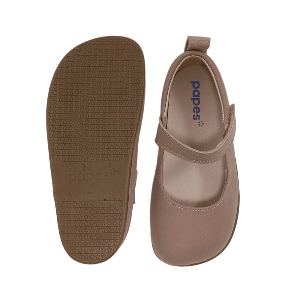 Merceditas barefoot Papes Hada Rosé en piel premium, talón sin contrafuerte, suela plana, 3mm, ecofriendly.