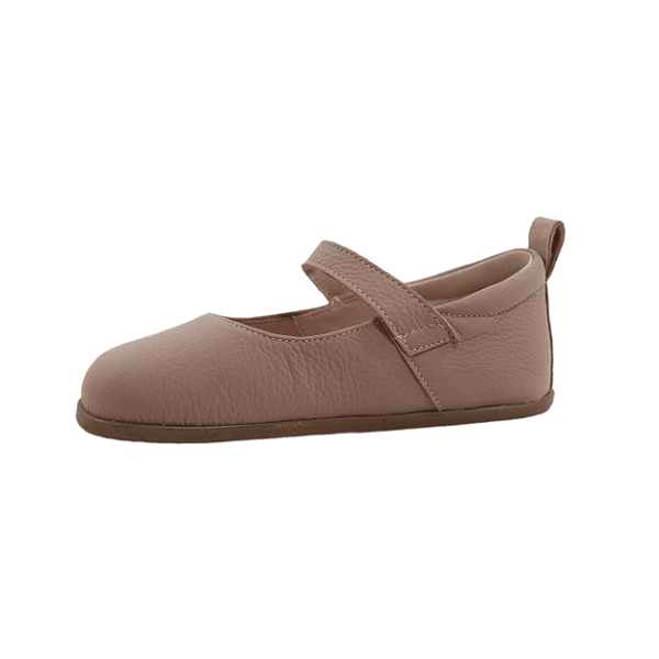 Merceditas barefoot Hada Rosé de Papes, detalle de la puntera anatómica y suela eco-friendly.