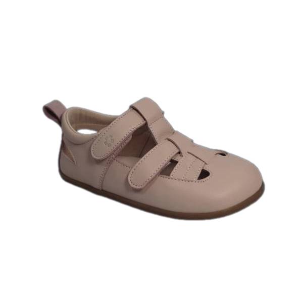 Sandalia barefoot infantil Marea Seda en piel rosa empolvado, suela fina de 3 mm, anatómica y flexible, fabricada artesanalmente en España
